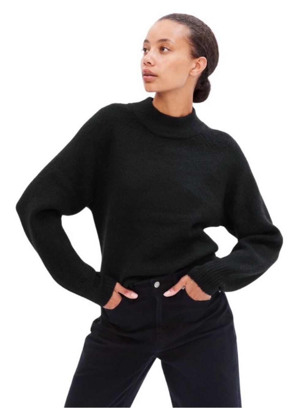 Gap Forever Cozy Relaxed Ribbed Crewneck Sweater Plus Size XXL Black Shimmer NWT
